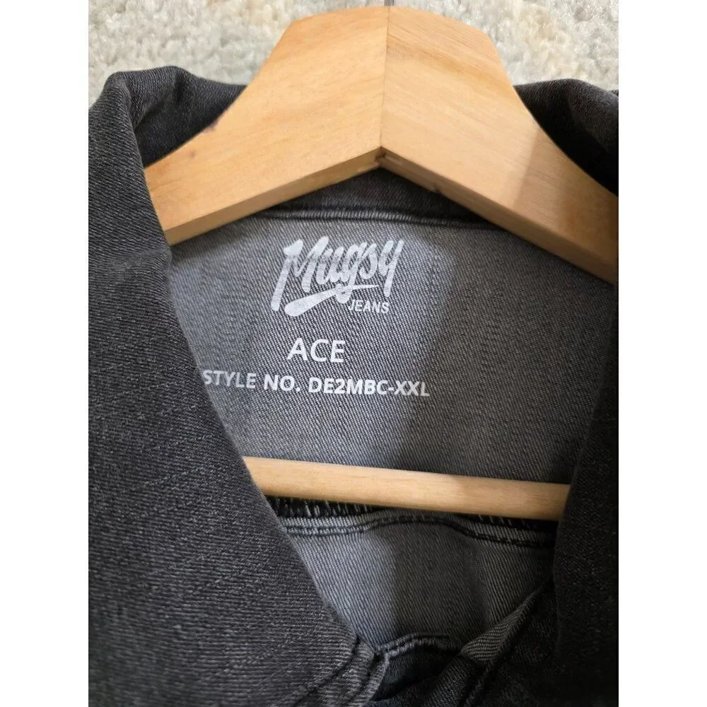 Mugsy Jeans Denim Jacket ACES Dark Grey XXL NWOT